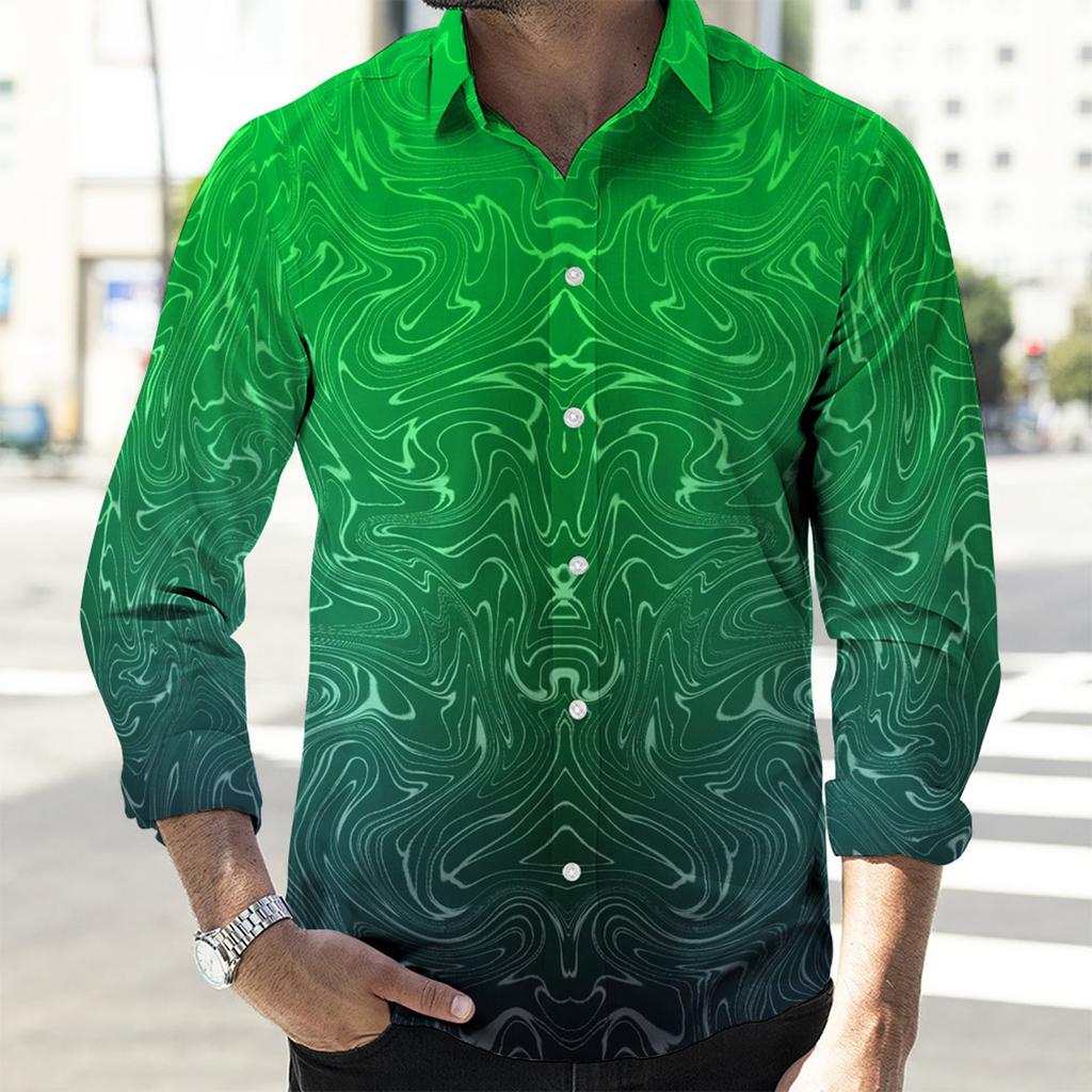 Men's Printed Long Sleeve Shirts Casual Loose Printed Long Sleeve Shirts