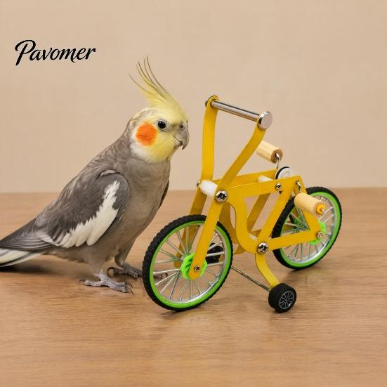 Bird Intelligence Toy Training Bike Toy, Interactive Bicycle Exercise Enrichment Parrot Equipment Educational for Lovebird Conures Parakeet Cockatiel