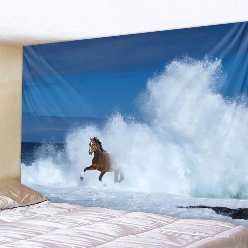 VIKAMA Mandala Tapestry 3D Horse Visual Illusion Large Geometric Wall Hanging Bohemian Hippie Home Art Decor for Bedroom