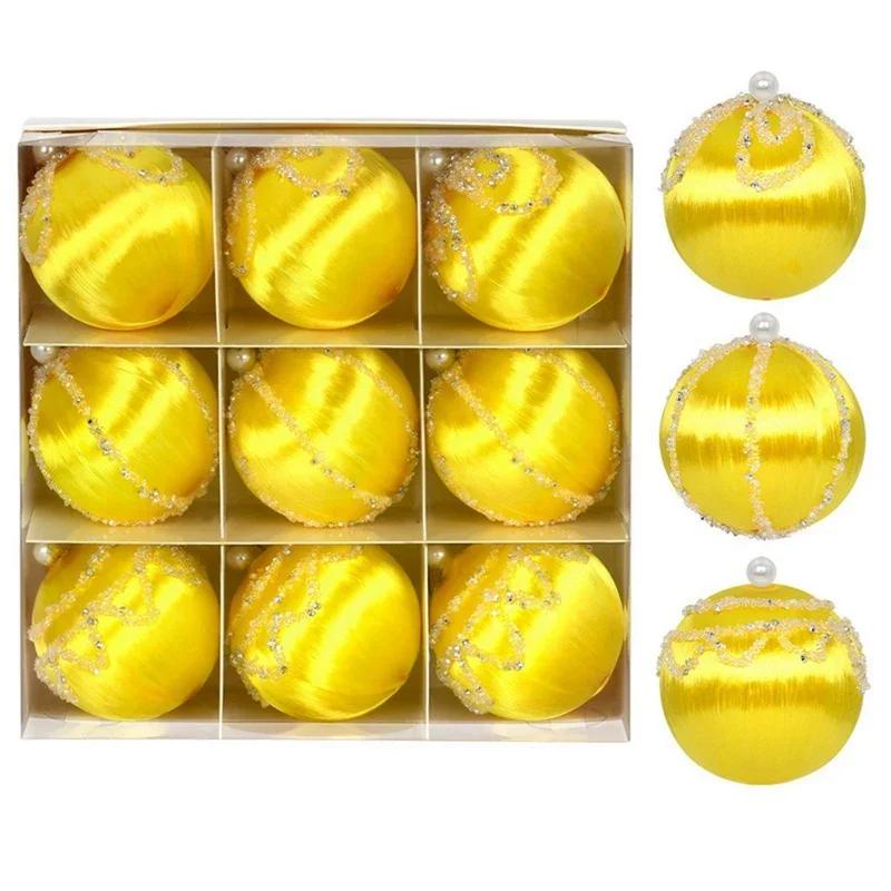 9pcs/set Christmas Silky Ball 8cm Christmas Tree Pendant Christmas Tree Decoration