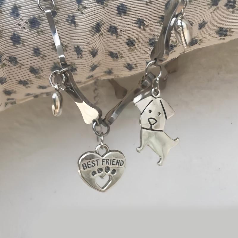 Adjustable Length Neckchain Dog Pendant Necklace Unique Bone Chain Choker Party Jewelry Stylish Feminine Neck Accessory
