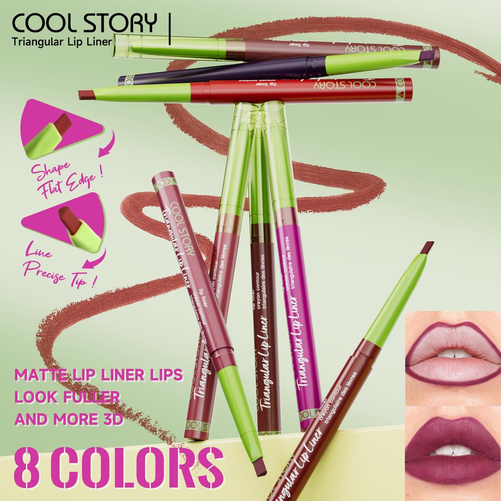 Triangular Oblique Lip Liner Matt Monochrome Semi-long-lasting Outline Velvet Not Easy To Take Off Makeup Lipstick Pen Lip Makeup