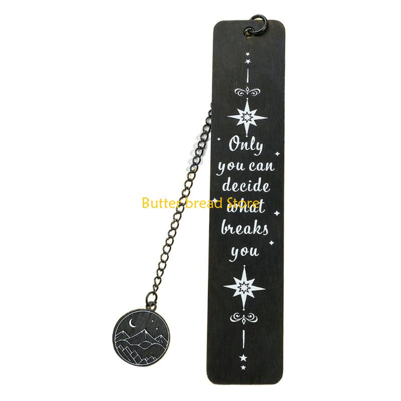 W89C Inspirational Bookmarks Pendant Bookmarks Metal Book Mark Book Page Divider Present for Teacher Book Lover Student