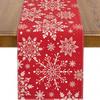 Christmas Snowflake Table Runner Durable Linen Dining Tablecloth Stain Resistant Holiday Decor