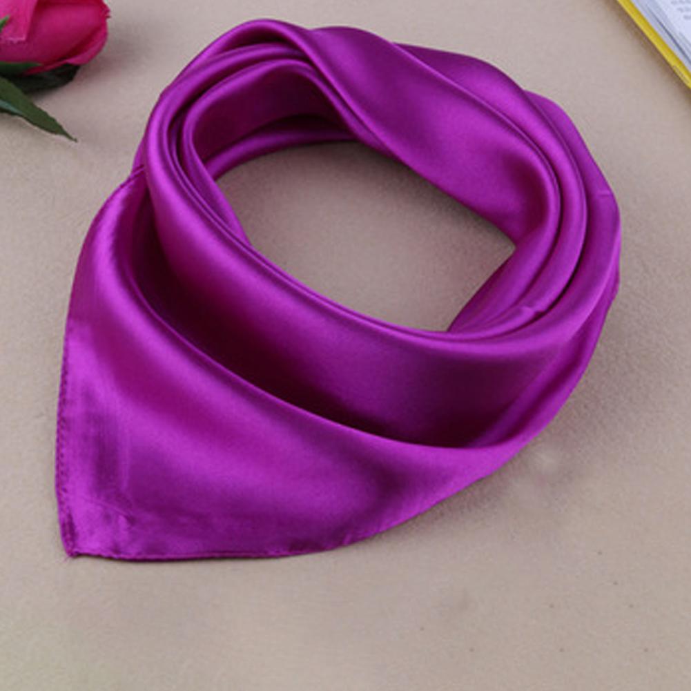 Women Fashion Solid Color Soft Silk Square Scarf Bandana Neckerchief Head Neck Wrap Scarves