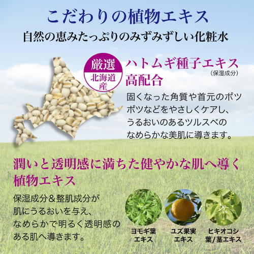 <Set of 2> Hanajirushi Hatomugi Lotion 500ml Moisturizing Lotion for Face and Whole Body Wiping Keshosui Men's/Women's Unscented Large Capacity Transp