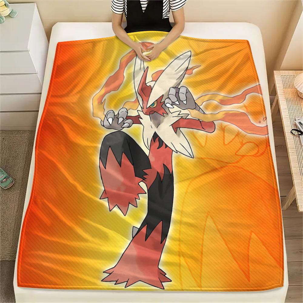 Blaziken Print Flannel Blanket, High Quality Comfortable for All Seasons, Home Decor, Warmth and Comfort