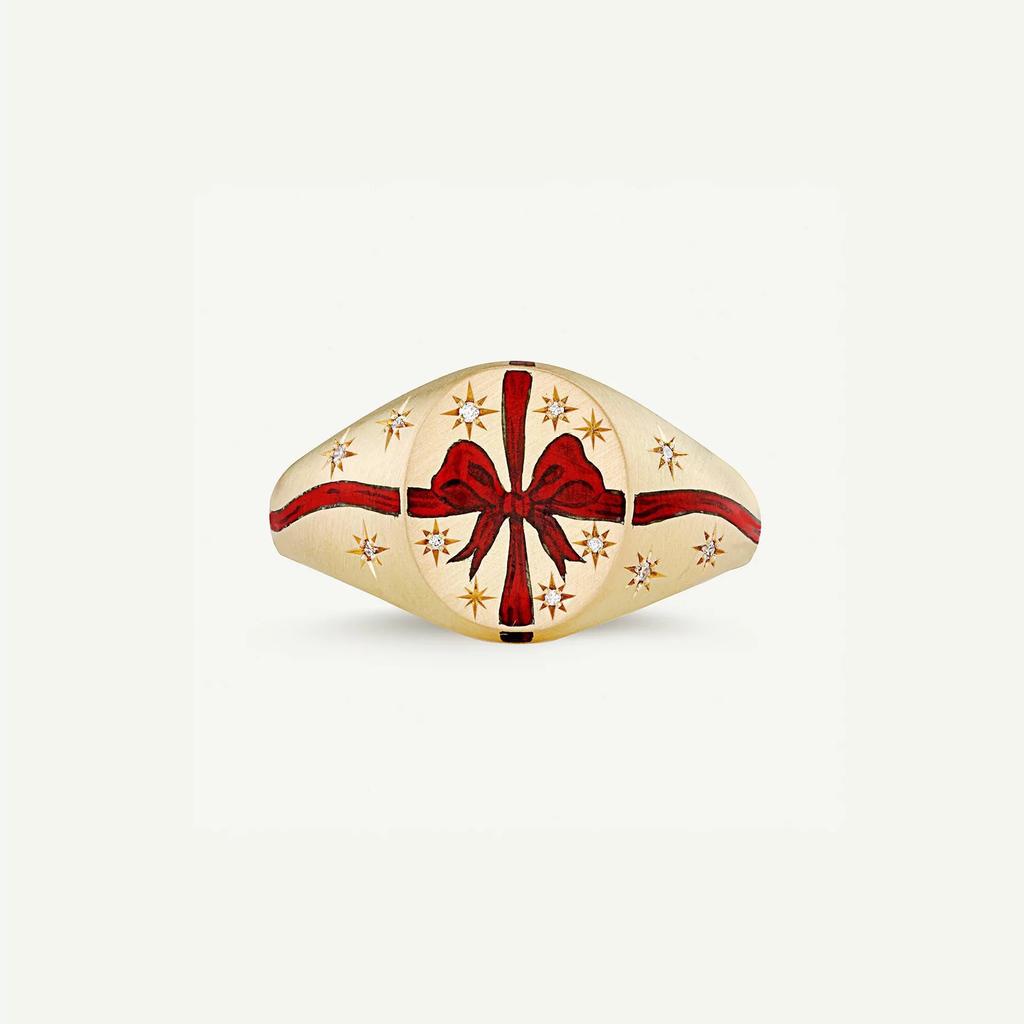Titanium Steel Fashion Light Luxury Painted Seal Statement Ring Butterfly Love Rabbit Flower Personality Design Sense 18K