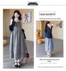 Robe de maternité rétro coréenne et cardigan en tricot de laine Printemps/Été 2026