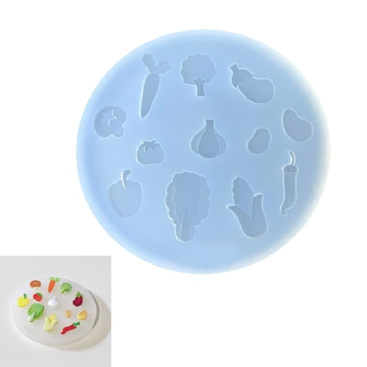 Beginner Friendly Vegetable Shape Charm Silicone Mold For Resin Carrot Tomato Lettuce Dollhouse Jewelry Decoration
