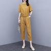 Plus Size Women's Clothing Casual Fashion Foreign Style Age-reducing Mature Style Sports Suit Women's Short-sleeved Summer Two-piece Set