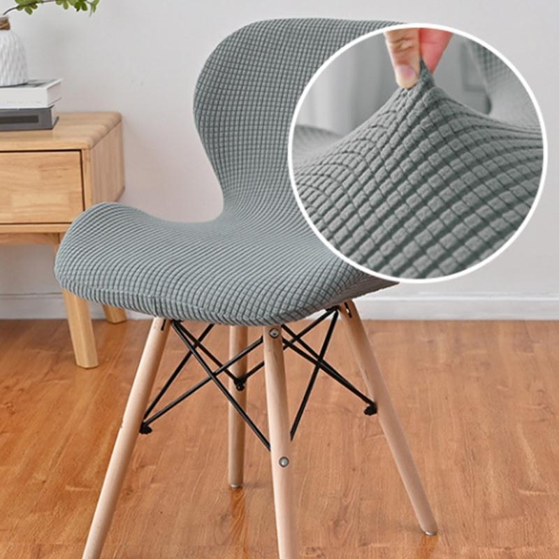 Polars Fleece Fabric Butterfly Chair Cover Stretch Solid Color Curveds Seat Cover Washable Dining Chairs Slipcover