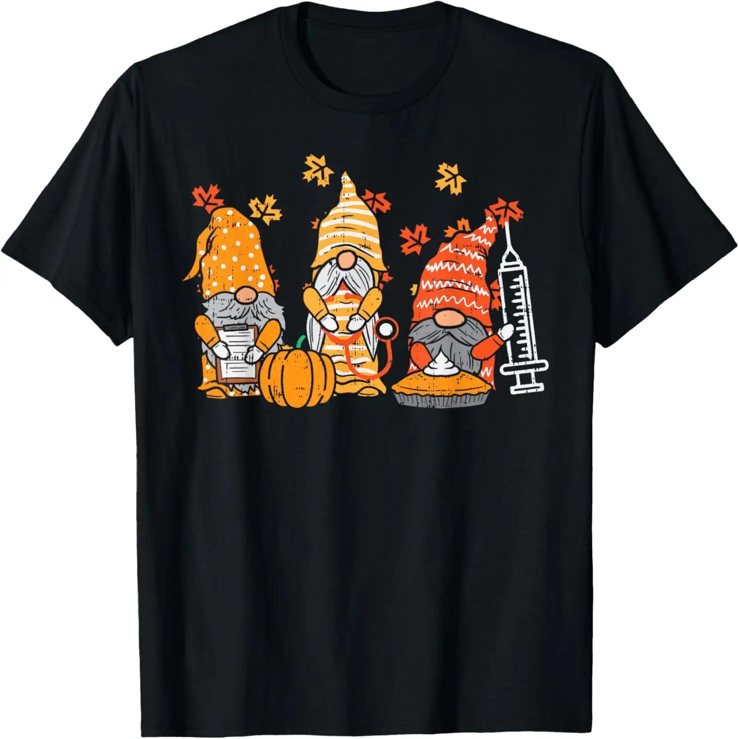 Thanksgiving Nurse Gnomes Fall Scrub Top Autumn RN Women T-Shirt XXXXL