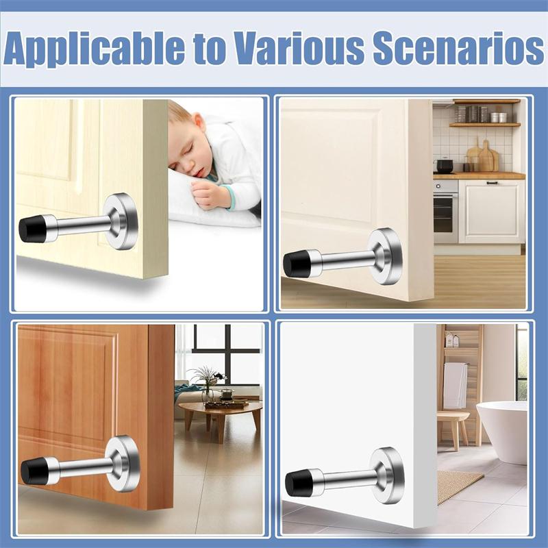 4pcs Stainless Steel Self Adhesive Door Stoppers Rubber Tip Wall Protector Door Catch Door Stop for Home Office