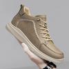 Height increase 5CM men's shoes breathable rubber non-slip sole shoes men's trend versatile mid-top cowhide shoes casual