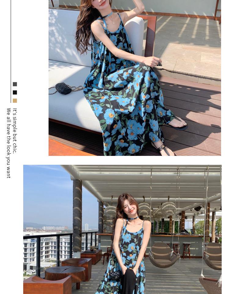 French Blue Floral Strappy Maxi Dress - Summer 2026 Women's Unique Design