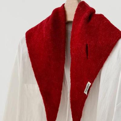 Triangular Knit Scarf with Knotting Cross - Versatile Korean Style Women's Shawl and Neck Protector