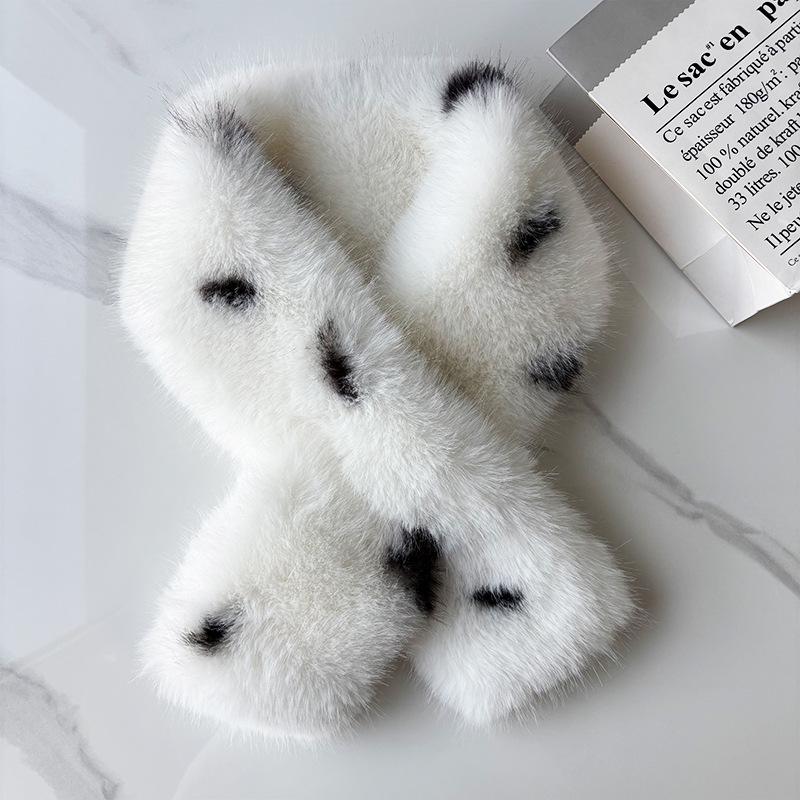 Šála s leopardím vzorem z umělé rysi srsti: Plyšový, Všestranný, Prémiový zimní nákrčník