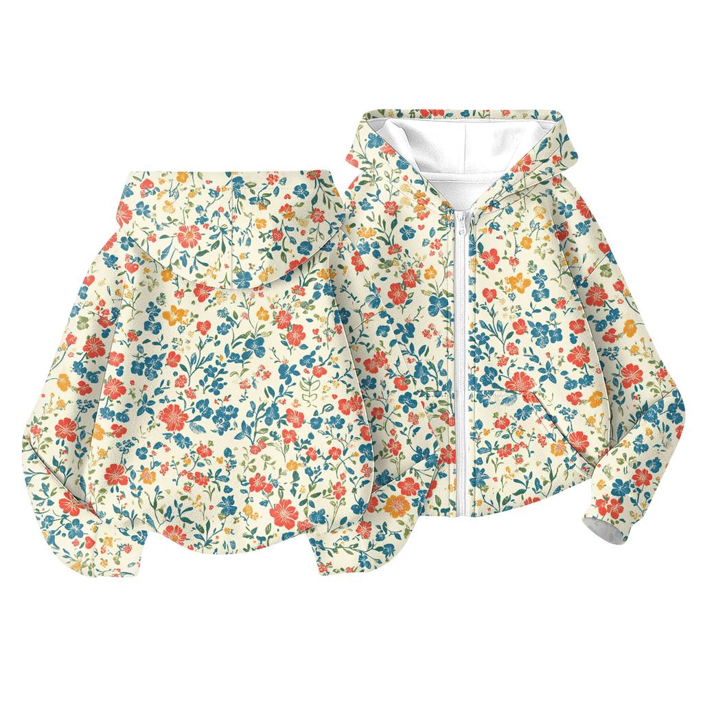 Kinder Mode Bedrucktes Langarm Kapuzensweatshirt Mädchen Hoodie Jacke