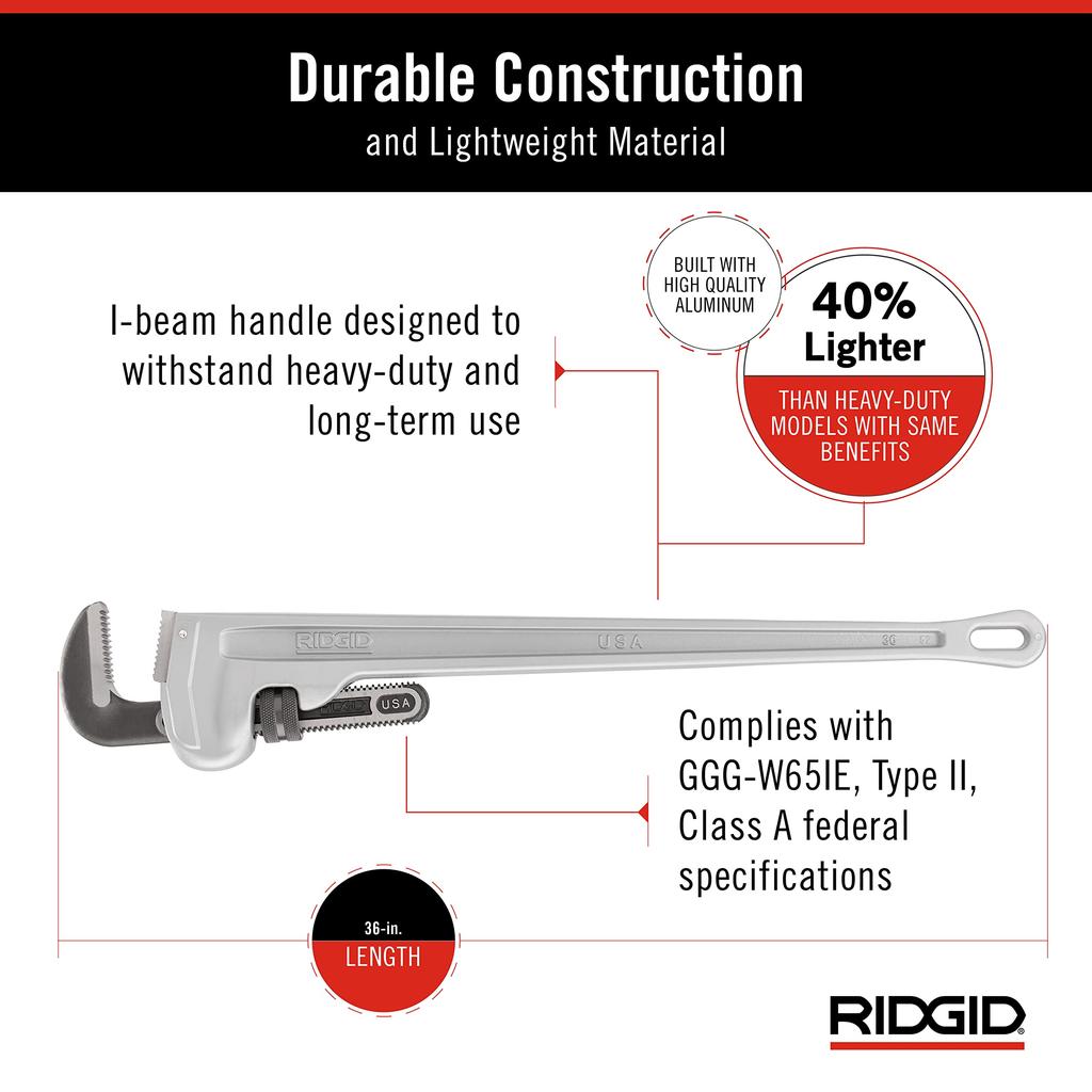 Ridgid Aluminum Straight Pipe Wrench 900mm 31110