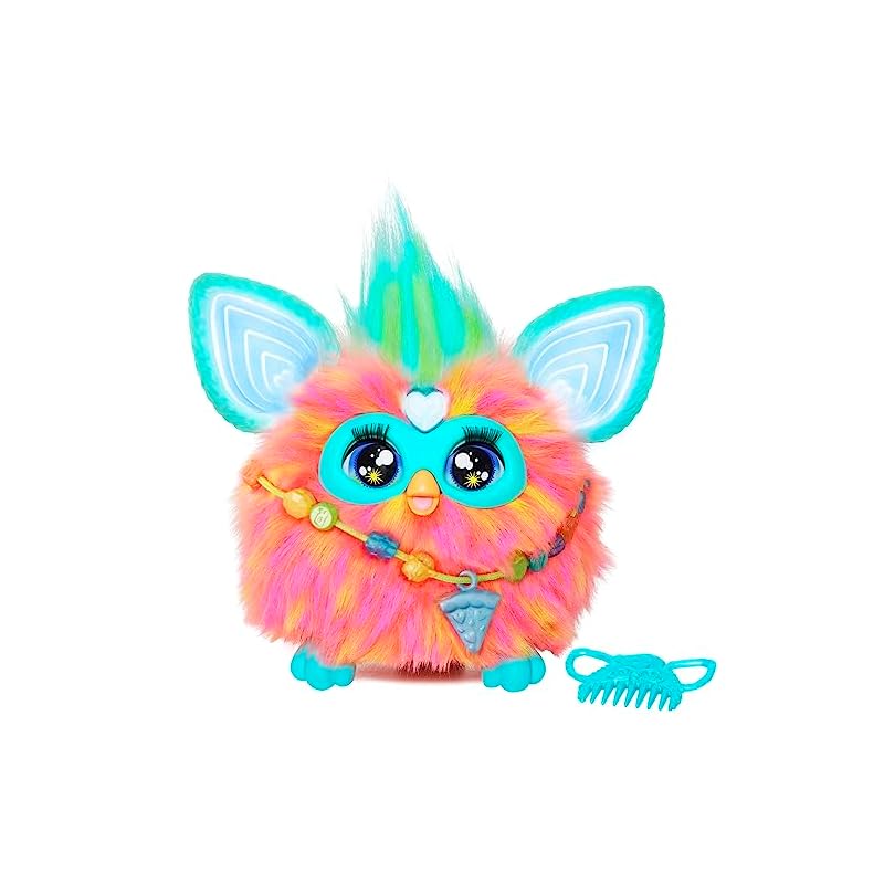Hasbro Furby Coral Voice-Responsive Interactive Toy for Boys and Girls Ages 6+ with 15 Fashion Accessories, Animatronic, Motorized Plush Toy for Kids,