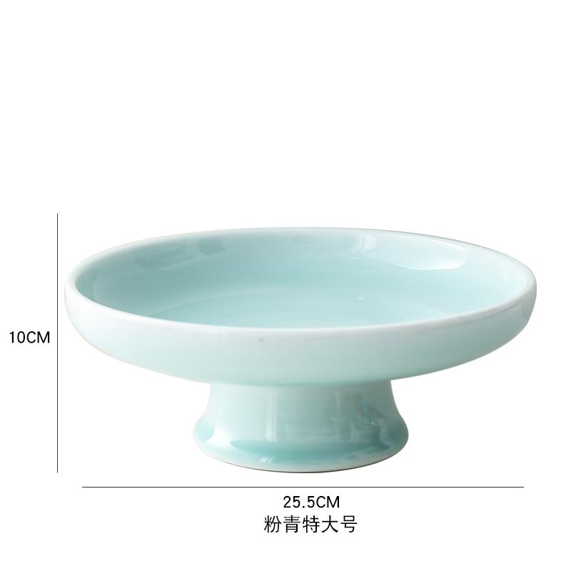 Ceramic Plate Fruit Tray Stilt Refreshment Tray Hand Painted Plum Decoration Plate Dessert Snack Dishes Salad Bowl Tableware