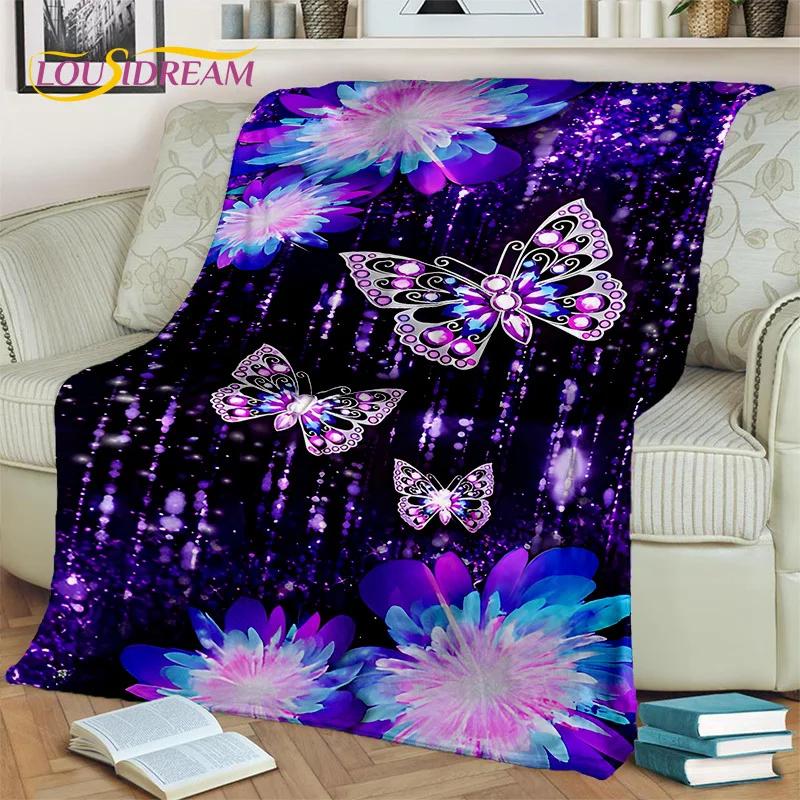 Dream Butterfly Flower Cartoon Blanket,Soft Throw Blanket for Home Bedroom Bed Sofa Picnic Travel Office Rest Nap Cover Blanket