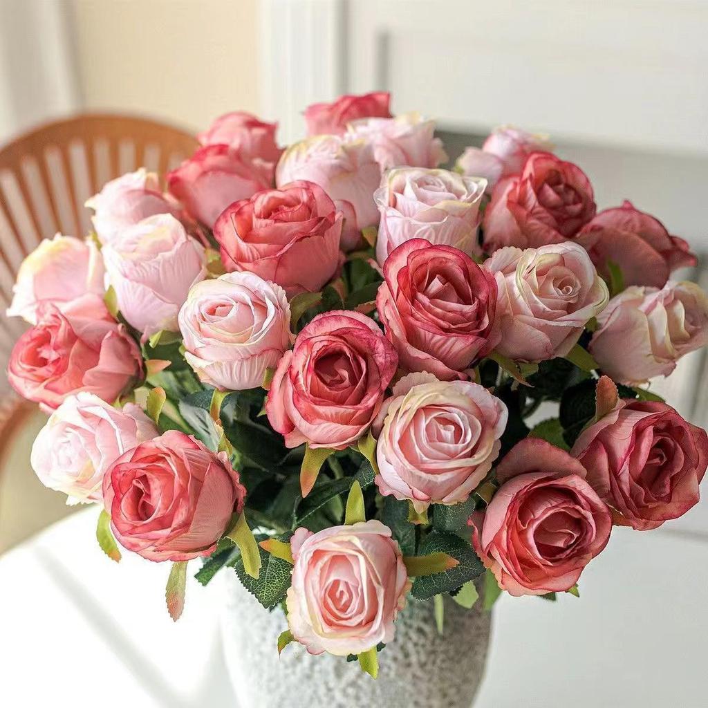 Rose Artificial Flower Bouquet For Table Decoration, Biomimetic Flowers For Living Room Decoration, Floral Art For Interior Design