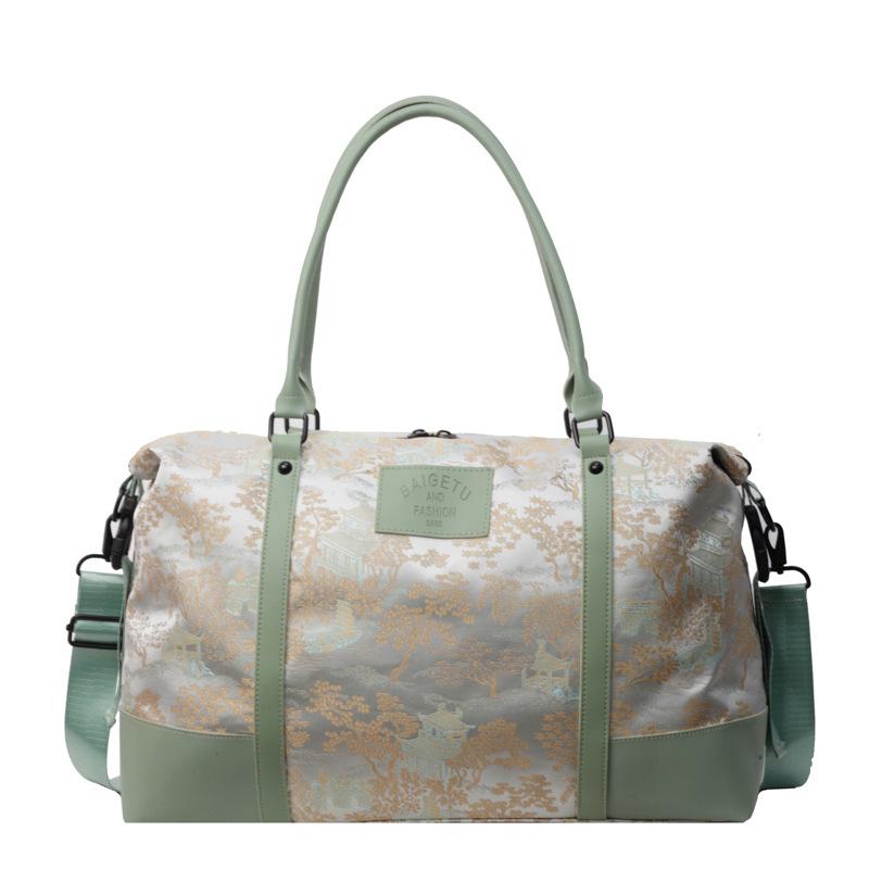 

Модная дорожная сумка в китайском стиле Легкая и простая дорожная элегантная сумка для ручной клади Разделение сухого и мокрого Фитнес-сумка зелёный