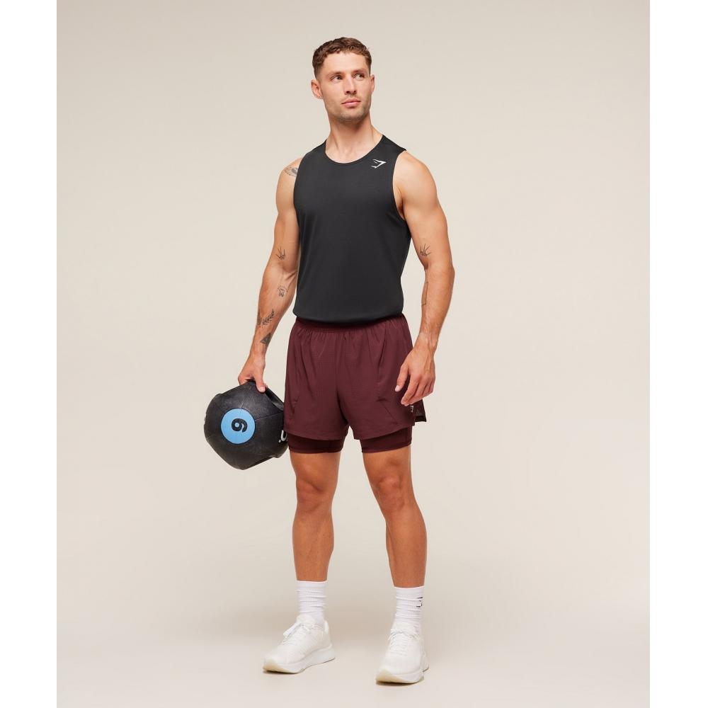 Gymshark Running 4  2in1 Shorts Rich Maroon A3b9p Nbzq