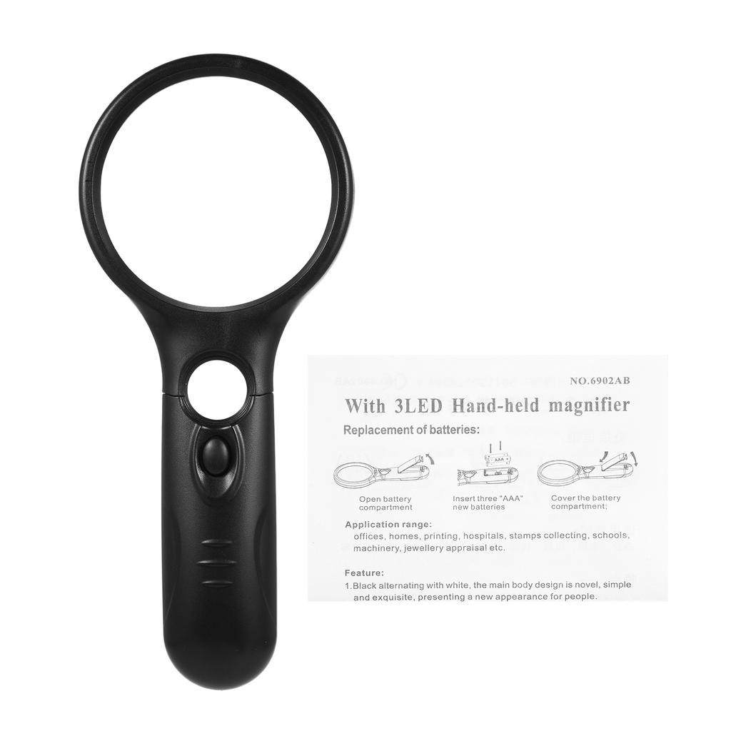 Magnifying Glass with 3 LED Light 3x 45x Handheld Magnifier and Dual Magnifying Glass for Reading