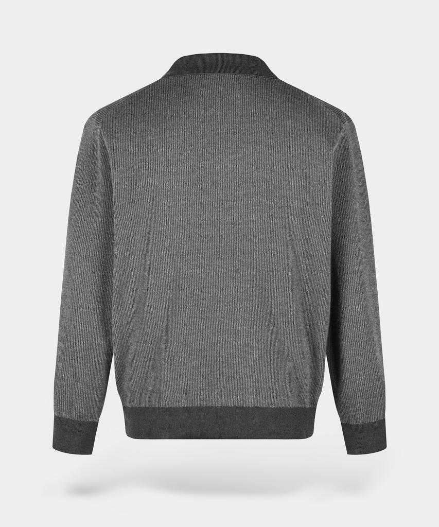 BIRBANTE Soft Washable Two-Tone Collared Knit - Gray