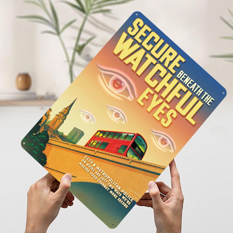 

Watchful Eyes Tinplate Poster Customized Wall Art Vintage Retro Metal Signs for Room Decoration Gaming Office Decor Coffee Bar 7.9x11.8In(20x30cm)