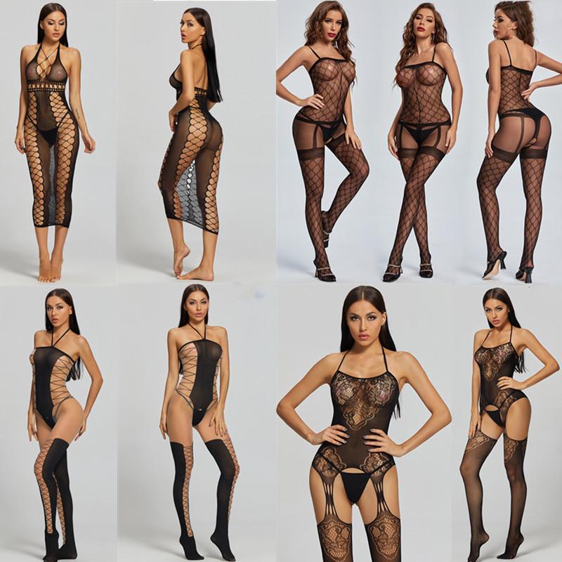 Plus Size Fishnet Sexy Lingerie Exotic Nightclub Dress for Women Erotic Hot Sexy Costume Babydoll Sex Underwear Open Crotchless Lingerie