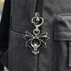Enamel Bag Charm Black Gothic Key Ring Fashionable Halloween Bat Keychain  For Women