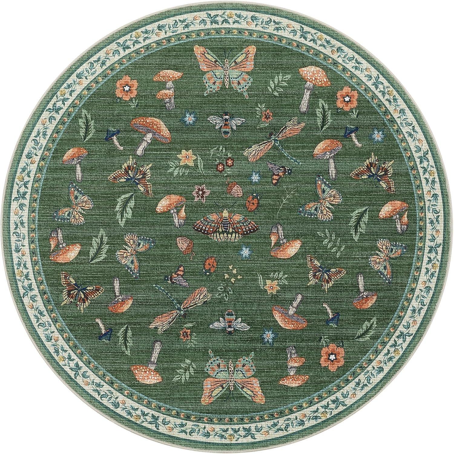 

Круглый ковер для гостиной, складной, машинная стирка, цветы, персидский стиль, коврики для журнального столика, ковры из шерсти для спальни, прикроватные, для гардеробной Diameter 180cm