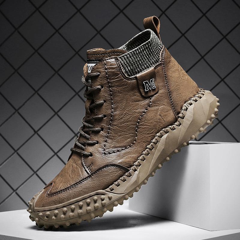Martin boots autumn and winter casual retro medium and high-top boots large size medium-top velvet thermal cotton shoes 38