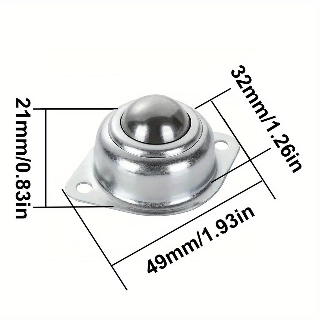 4pcs Ball Bearing, Full Carbon Steel Ball Heavy Load Capacity To Transmit Bearing Roller, Furniture, Machinery, Luggage Sliding Universal Foot Rollers