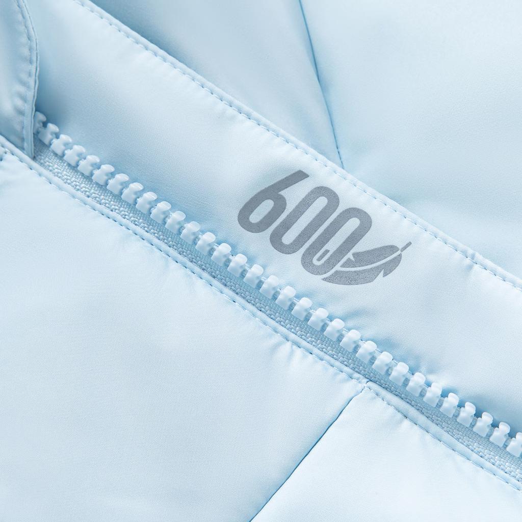 Adidas Puffy Down Series Solid Color Soft Hooded Zipper Loose Water-Resistant Warm Puffer Jacket Women Outerwear Ice-Crystal-Blue JV6190