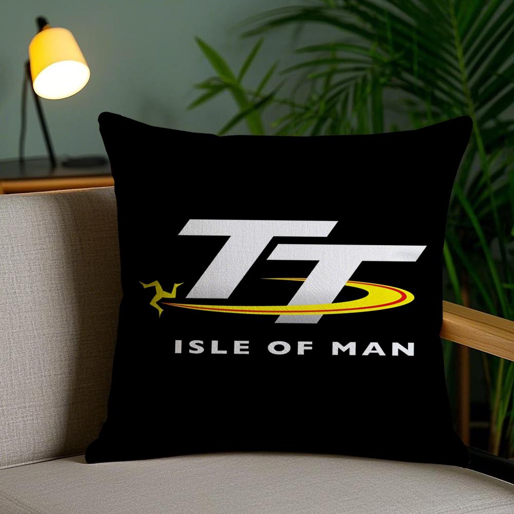 I-Isle Of Man Tt Cushion Cover Plush Fabric Soft Double-Sided Printed Invisible Zipper Sofa Pillow Case Home Decor