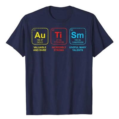 Vtipné tričko s periodickou tabulkou pro povědomí o autismu, grafické, bavlněné, streetwearové, s krátkým rukávem, narozeninové dárky, letní tričko, pánské oblečení
