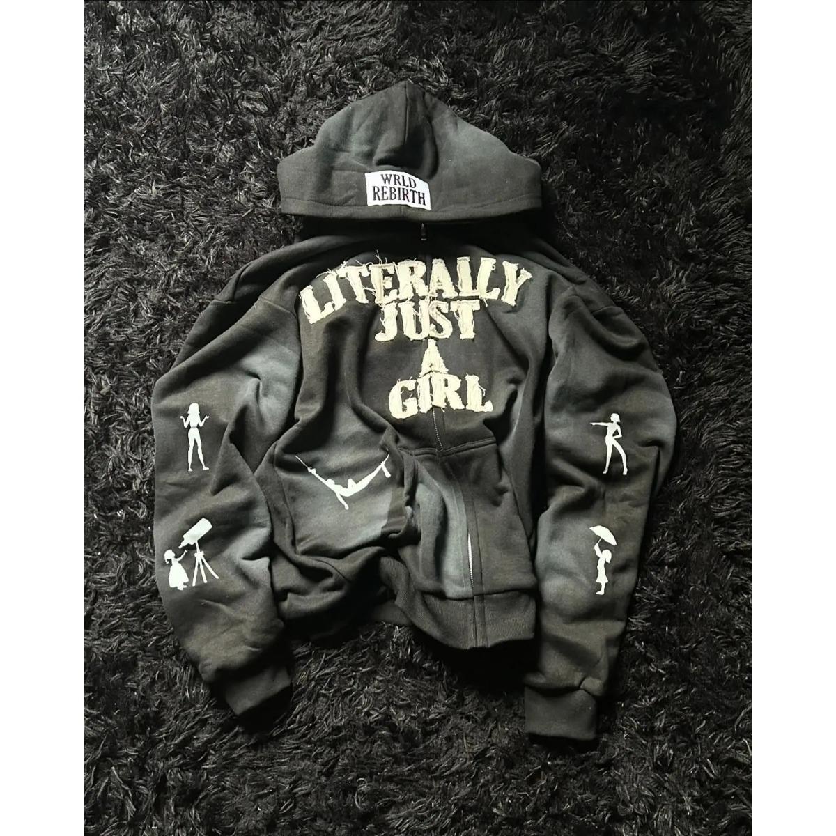 

ZYLLO Американская толстовка с вышивкой алфавита в стиле хип-хоп Y2K, персонализированный уличный мужской и женский свободный кардиган на молнии 4XL чёрный