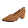Fashion 2025 Pointed Toe Middle Heel Breathable Comfortable Knitted Shoes Women Shallow Mouth Chunky Heel Fashion Zapatos De Mujer Pumps