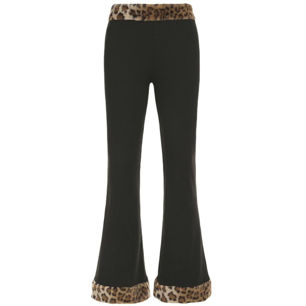 

Лоскутный топ-бандо, плюшевые брюки-клеш, женский уникальный жилет с леопардовым принтом, вечеринка S-Pants