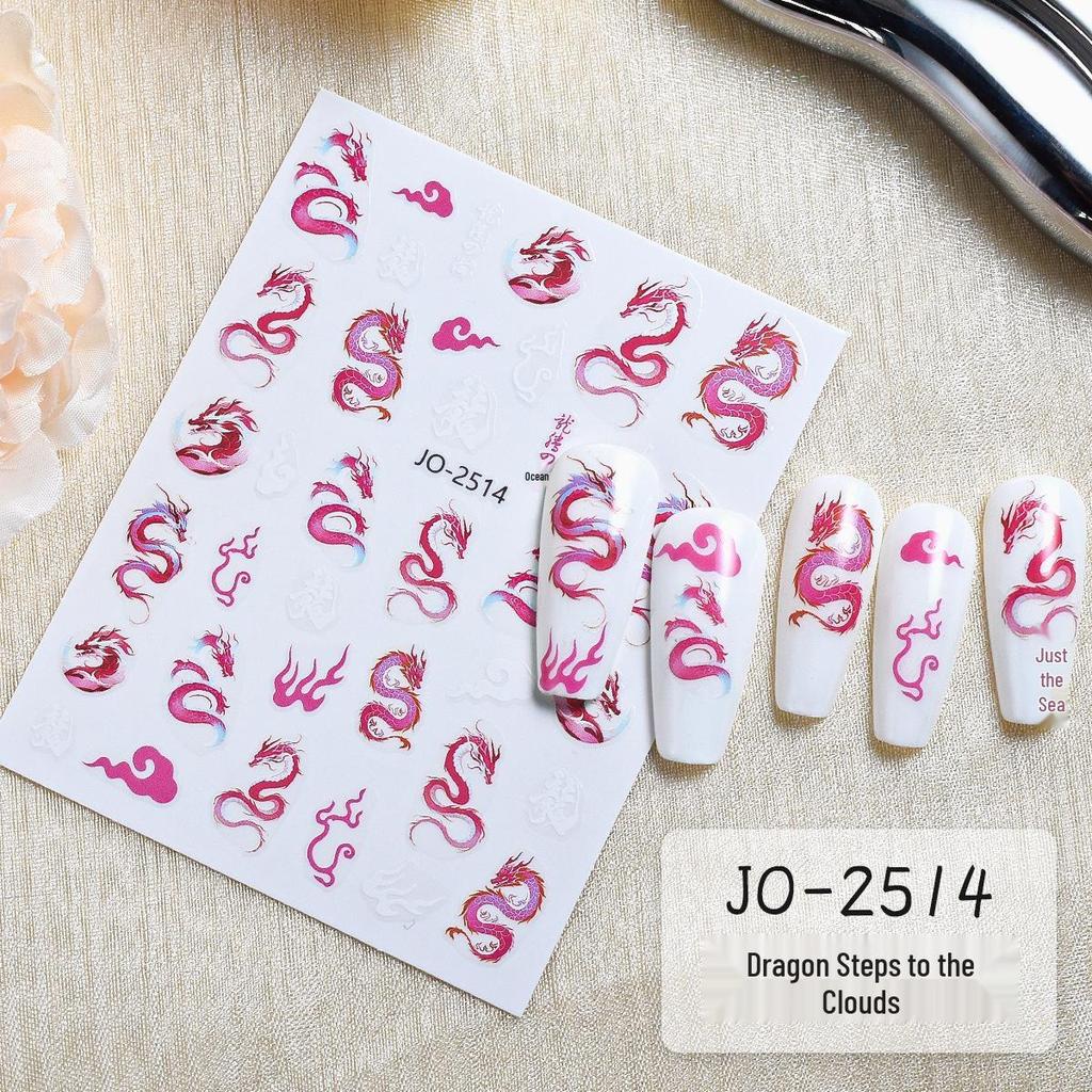 Autocolante Dragon pentru Unghii 2024: Caligrafie chineză și nori de bun augur