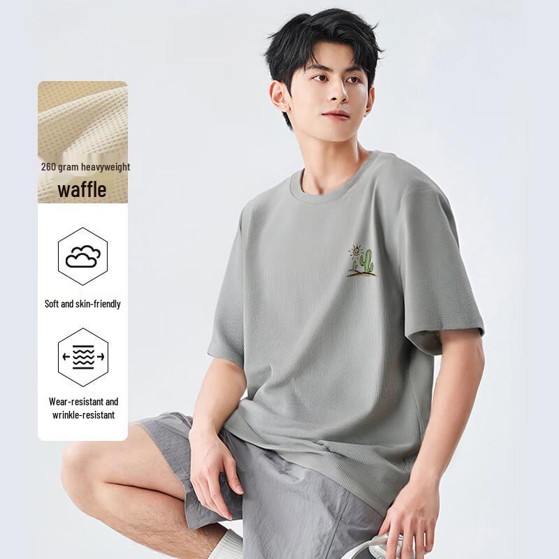 Baleno S&K Series Men's Waffle Knit Loose Fit Short Sleeve T-shirt