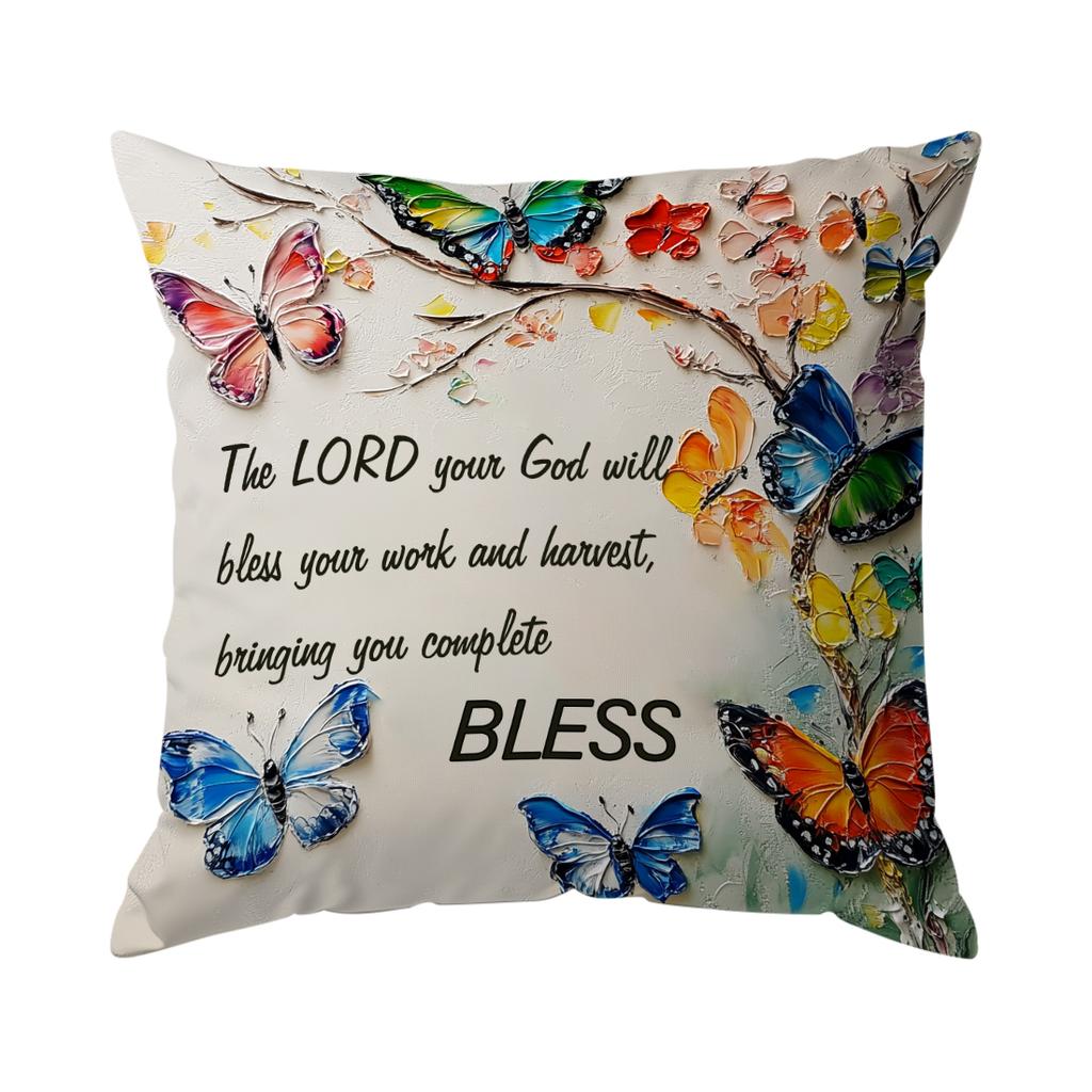 Spring Oil Painting And Faith Quotes Cushions Pillowcase Polyester Cushion Cover Throw Pillow Pillowcover Home Car Sofa Decor