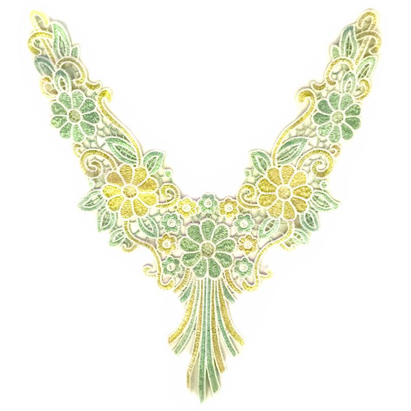 Barevná vyšívaná krajková dutá falešný límec vodou rozpustný vyšívaný límec límec na oblečení krajkové doplňky 3D brož látková nášivka