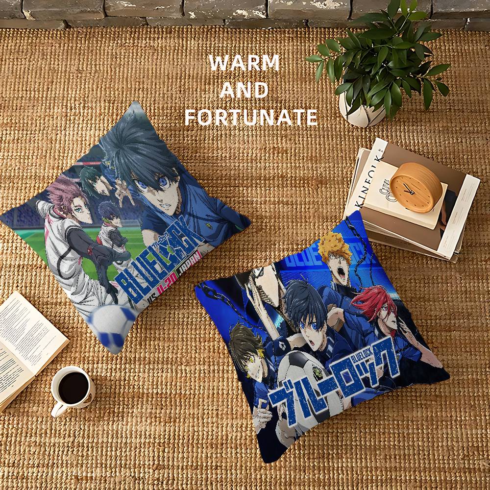 Football Anime B-Blue L-Lock Pillow Anime Pillow Sofa Bed Head Pillow Cover Cushion Cover 45x45 cm Fashion