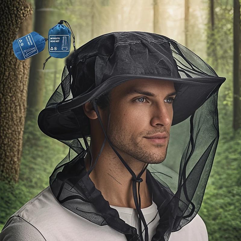 Popular Portable Detachable Head Net Hat for Outdoor Fishing, Camping, and Adventure - Mosquito and Insect Protection